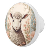 Cute Lamb Delicate Pastel Floral Keramische Knop (Rechts)