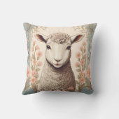 Cute Lamb Delicate Pastel Floral Kussen (Achterkant)