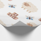 Cute Lamb en baby shower van de vlinder Cadeaupapier (Hoek)