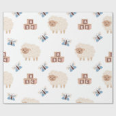 Cute Lamb en baby shower van de vlinder Cadeaupapier (Vlak)