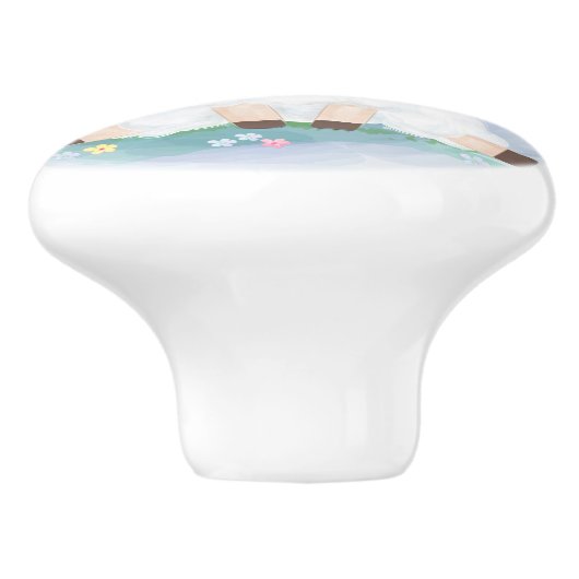 Cute Lamb en Rainbow Ceramic Knob Keramische Knop (Zijkant)