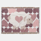 Cute lamb en roze harten deken (Voorkant)