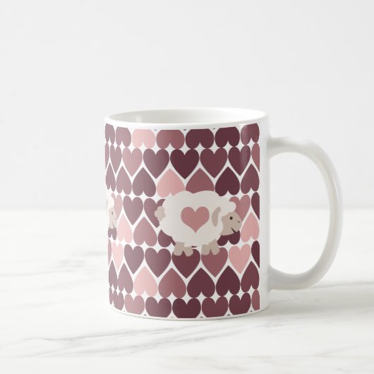 Cute lamb en roze harten koffiemok (Rechts)