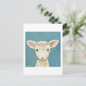 Cute Lamb Flower Crown Briefkaart Schattig Lamb Ca (Staand voorkant)