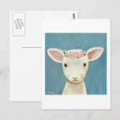 Cute Lamb Flower Crown Briefkaart Schattig Lamb Ca (Voorkant / Achterkant)