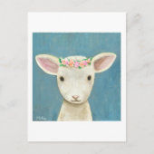 Cute Lamb Flower Crown Briefkaart Schattig Lamb Ca (Voorkant)