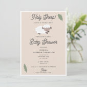 Cute Lamb Holy Sheep Funny Baby Shower Kaart (Staand voorkant)