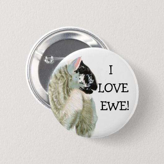 Cute Lamb houdt van Ewe Ronde Button 5,7 Cm (Voorkant /achterkant)