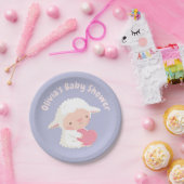Cute Lamb Hugging Heart Baby shower Supply Papieren Bordje (Feest)
