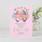 Cute Lamb in een uitnodiging van een autopartij (Staand voorkant)