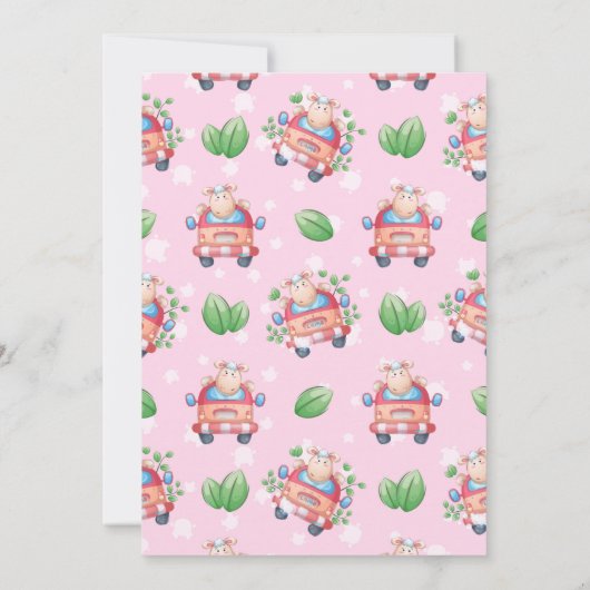 Cute Lamb in een uitnodiging van een autopartij (Achterkant)