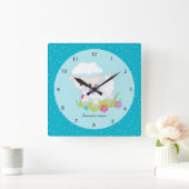 Cute lamb * kies achtergrondkleur vierkante klok (Huis)