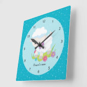 Cute lamb * kies achtergrondkleur vierkante klok (Hoek)