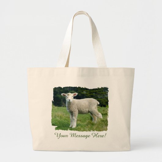 Cute Lamb met Muddy Face in Meadow Grote Tote Bag (Voorkant)