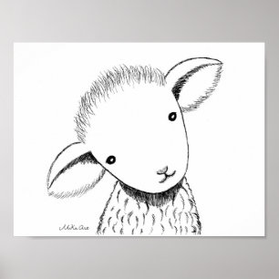 Cute lamb Nursery Decor Lamb Tekening Boerderij Di Poster