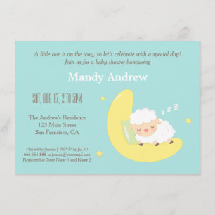 Cute Lamb op Moon Baby shower Party Invitations Kaart