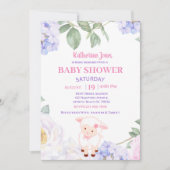 Cute Lamb Paars Floral Baby shower Kaart (Voorkant)