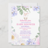 Cute Lamb Paars Floral Baby shower Kaart (Voorkant)