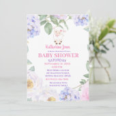 Cute Lamb Paars Floral Baby shower Kaart (Staand voorkant)