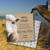 Cute Lamb Sheep Knitting Instructor Teacher Card Vierkante Visitekaartje