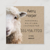 Cute Lamb Sheep Knitting Instructor Teacher Card Vierkante Visitekaartje (Voorkant)