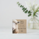 Cute Lamb Sheep Knitting Instructor Teacher Card Vierkante Visitekaartje (Staand voorkant)