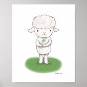 Cute Lamb Sheep Poster Lucky Shamrock Nursery Art (Voorkant)
