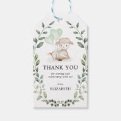Cute Lamb Spring Greenery Baby shower Dank u Cadeaulabel (Voorkant)