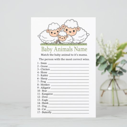 Cute Lambs Baby Animals Name Game (Staand voorkant)