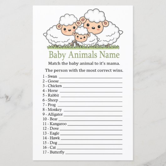 Cute Lambs Baby Animals Name Game (Voorkant)
