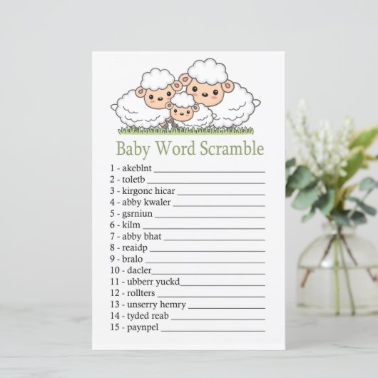 Cute lambs Baby word scramble game (Staand voorkant)