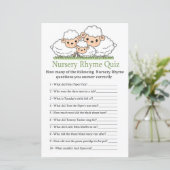 Cute lambs Nursery Rhyme Quiz baby shower game (Staand voorkant)