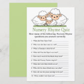 Cute lambs Nursery Rhyme Quiz baby shower game (Voorkant / Achterkant)