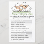 Cute lambs Nursery Rhyme Quiz baby shower game (Voorkant)