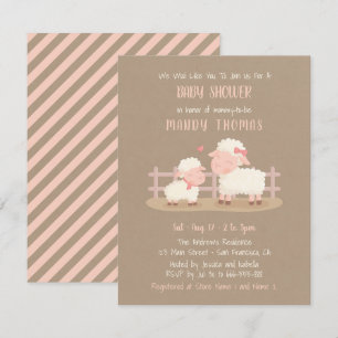 Cute Lammetje en Mammie Baby Shower Uitnodigingen