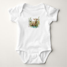 Cute Lammetje met Bloemen Baby Bodysuit – Sweet Fa