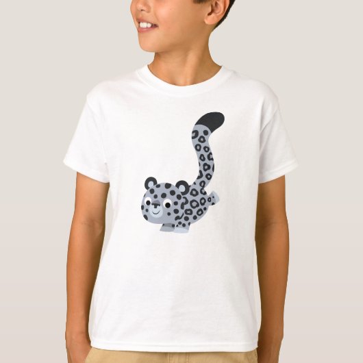 Cute Landing Cartoon Snow Leopard Children T-Shirt (Voorkant)