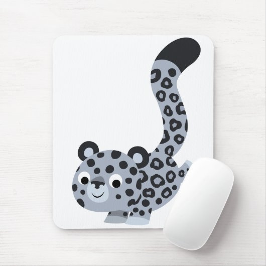 Cute Landing Cartoon Snow Leopard Mousepad Muismat (Met muis)