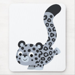 Cute Landing Cartoon Snow Leopard Mousepad Muismat