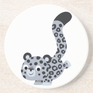 Cute Landing Cartoon Snow Leopard Onderzetter