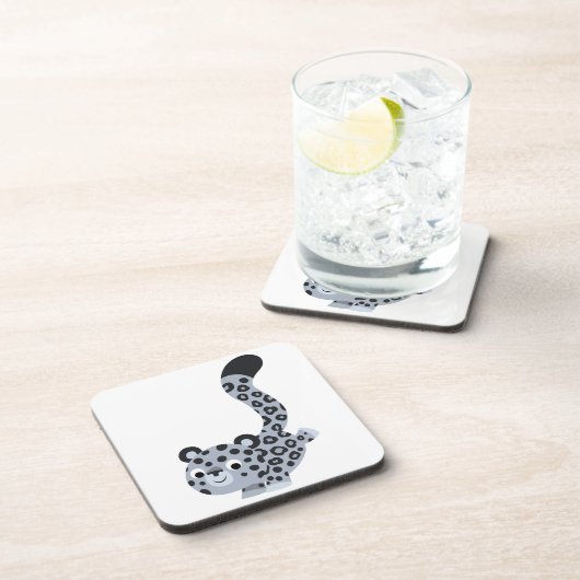 Cute Landing Cartoon Snow Leopard Onderzetters Set (Rechterzijde)