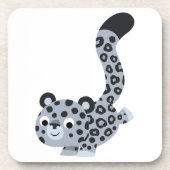 Cute Landing Cartoon Snow Leopard Onderzetters Set (Voorkant)