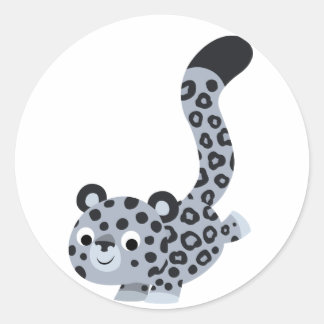 Cute Landing Cartoon Snow Leopard Sticker