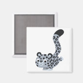 Cute Landing Snow Leopard Magnet (Voorkant / Achterkant)