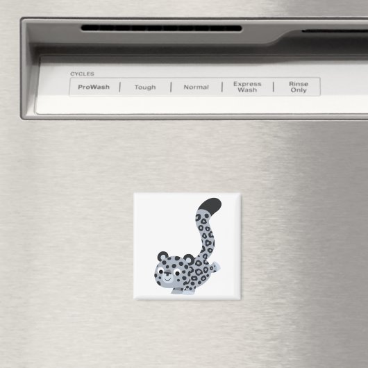 Cute Landing Snow Leopard Magnet (Insitu (Vaatwasser))