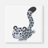 Cute Landing Snow Leopard Magnet (Voorkant)