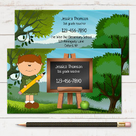 Cute Landscape Chalkboard Teacher Visitekaartje