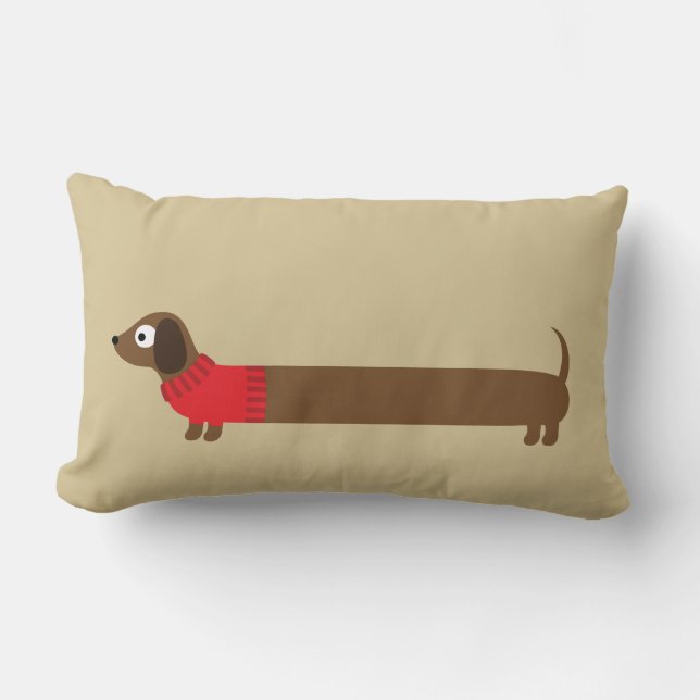 Cute Lange Dachshund Illustratie Kussen (Voorkant)