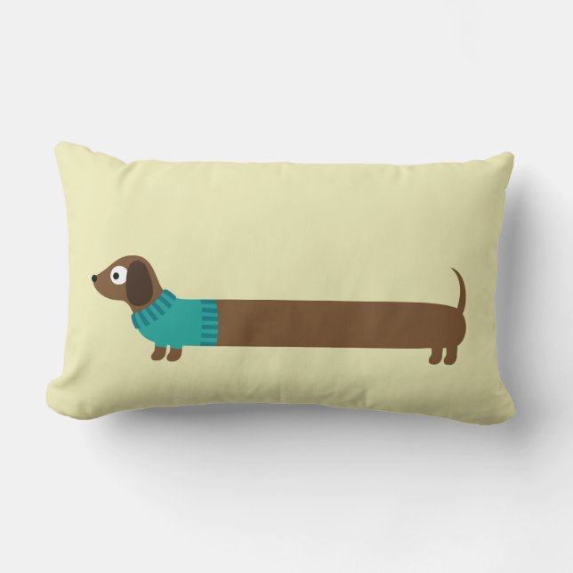 Cute Lange Dachshund Illustratie Kussen (Voorkant)