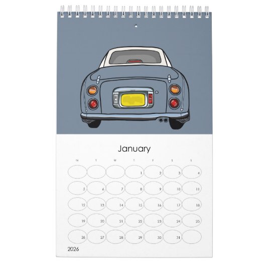 Cute Lapis Grey Figaro Car Calendar Kalender (Jan 2026)